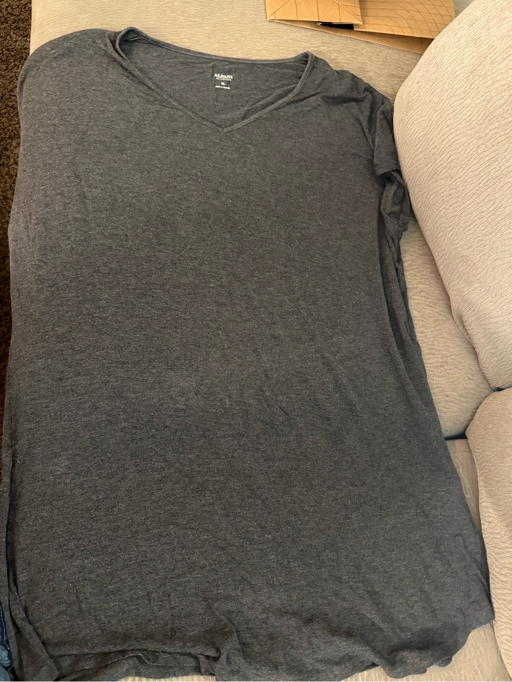 Alfani Charcoal Gray V-Neck Sleep Shirt